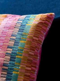 Next 40 x 59cm Cut Velvet Rio Blocks Cushion Multi Bright New