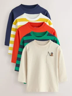 Next Multi Bright Animals Long Sleeve T-Shirts 5 Pack (3mths-7yrs) Hot
