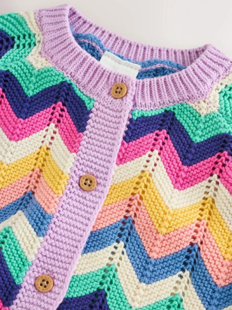 Next Multi Bright Crochet Striped Knitted Baby Cardigan (0mths-2yrs) Discount