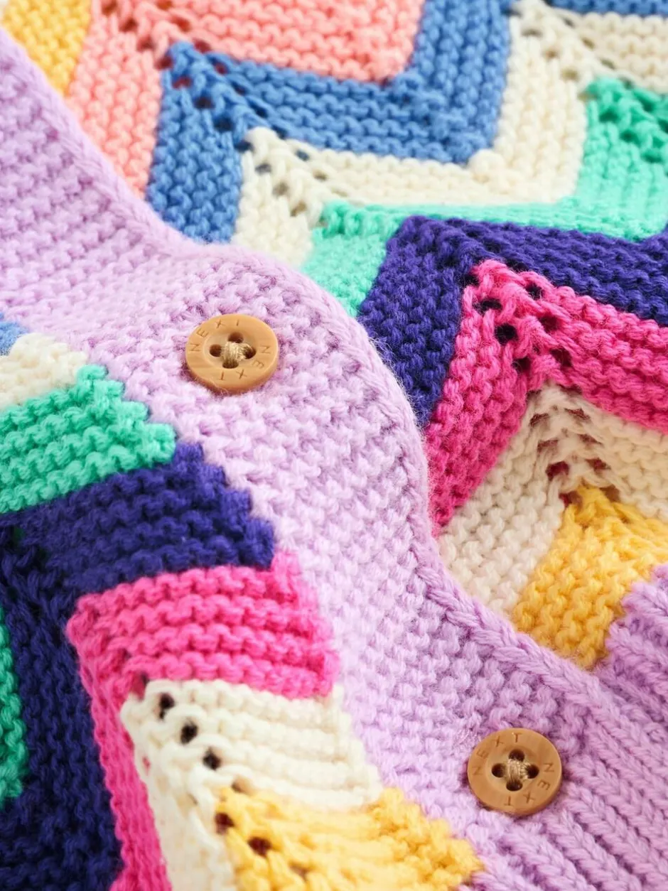 Next Multi Bright Crochet Striped Knitted Baby Cardigan (0mths-2yrs) Discount