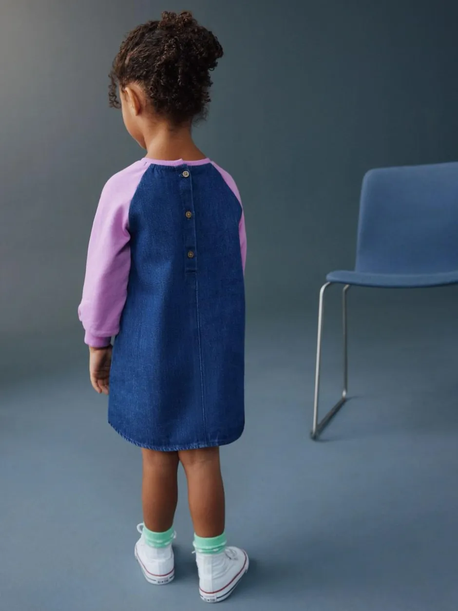 Next Raglan Denim Dress (3mths-8yrs) Multi Bright Print Outlet