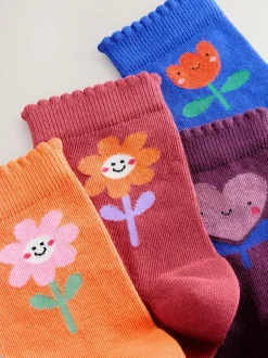 Next Multi Cotton Rich Flower and Heart Ankle Socks 4 Pack Hot