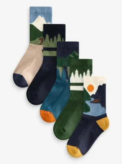 Next Multi Cushioned Footbed Cotton Rich Ribbed Tipped Socks 5 Pack