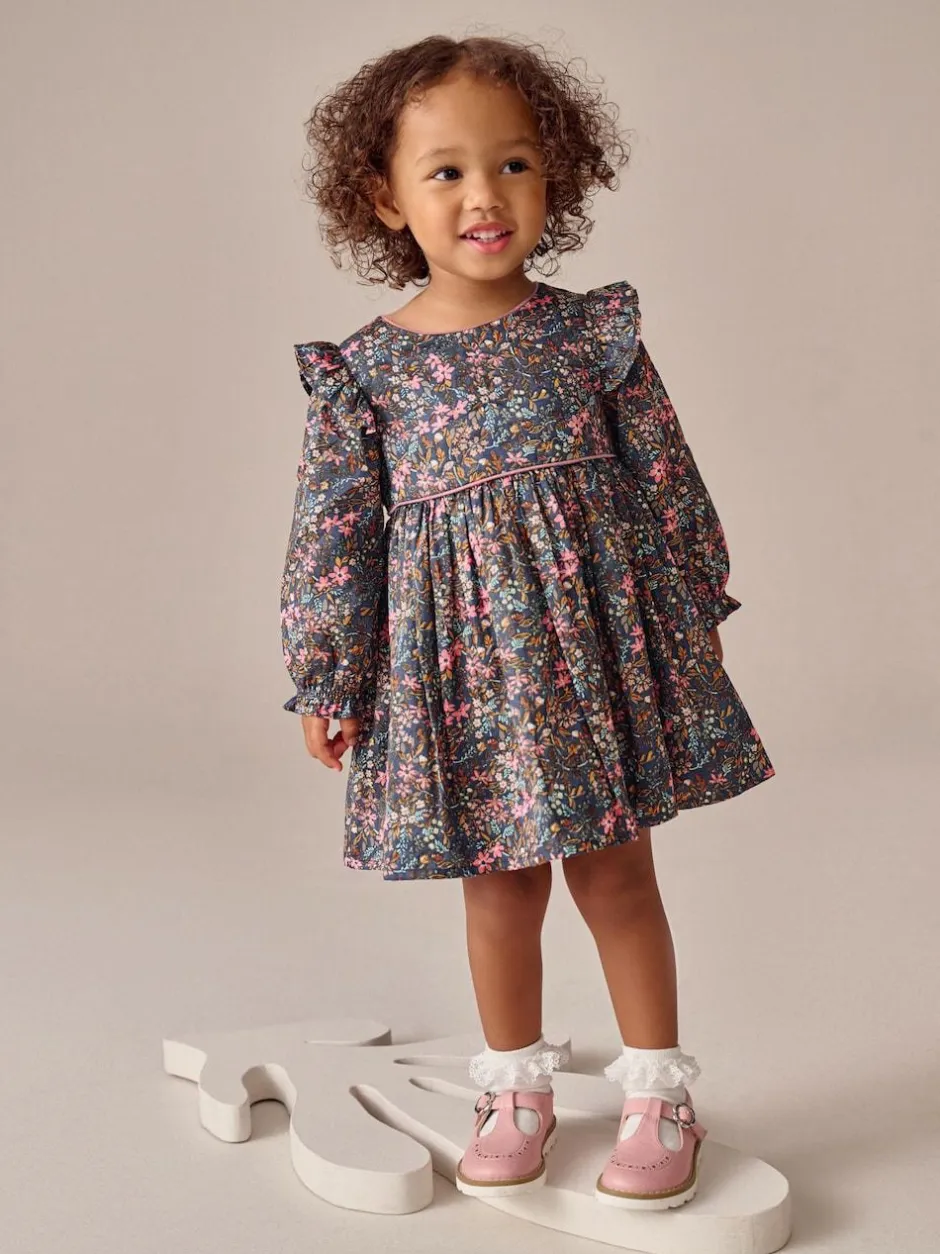 Next Frill Long Sleeve Dress (3mths-8yrs) Multi Ditsy New