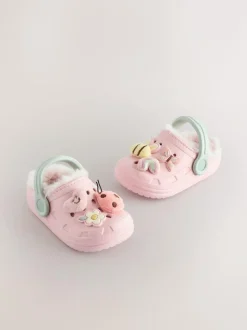 Next Faux Fur Lined Clog Slippers Multi New