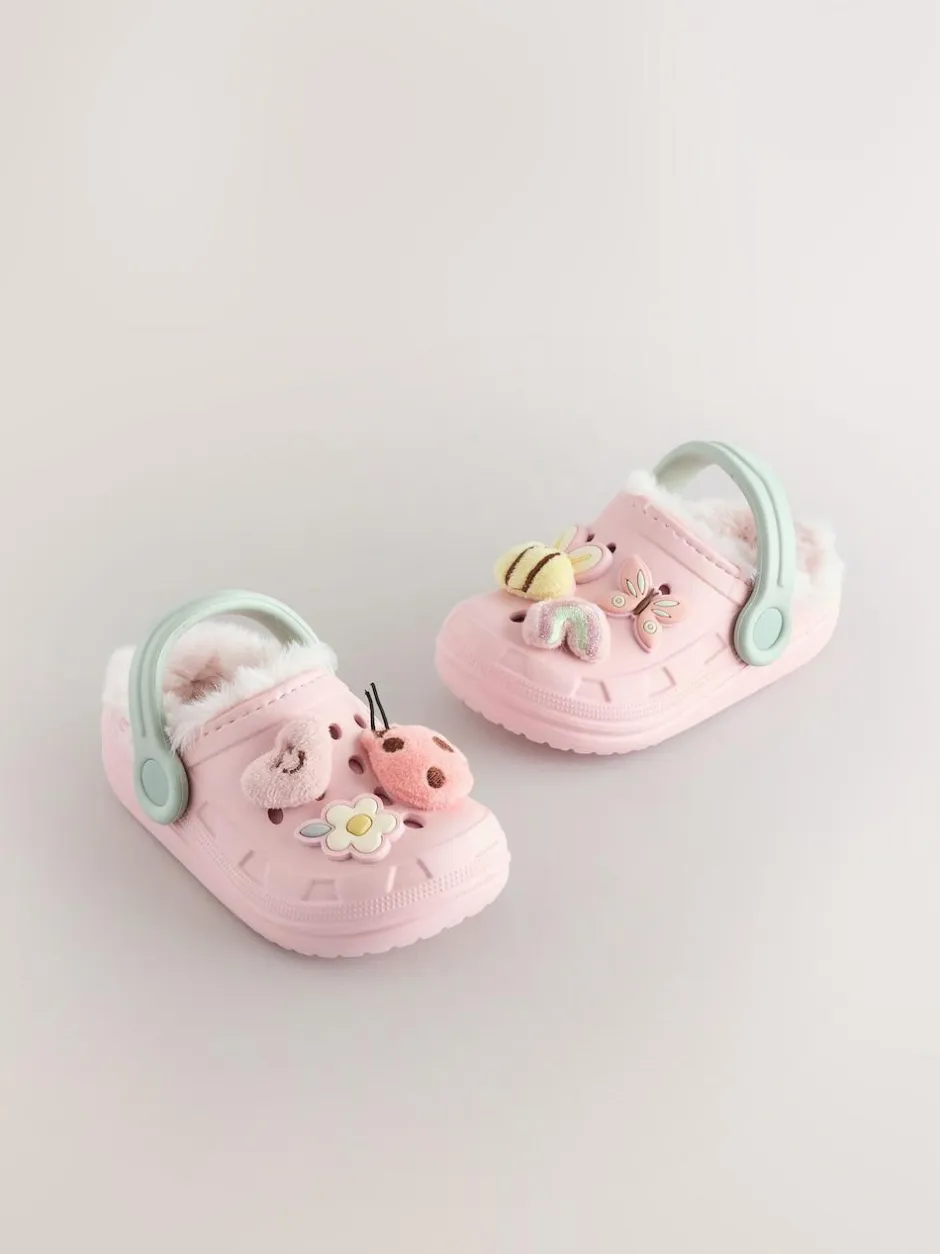 Next Faux Fur Lined Clog Slippers Multi New