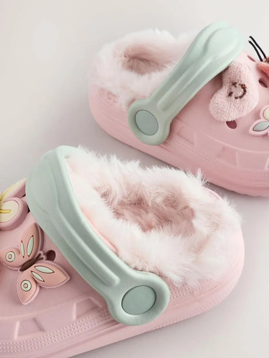 Next Faux Fur Lined Clog Slippers Multi New
