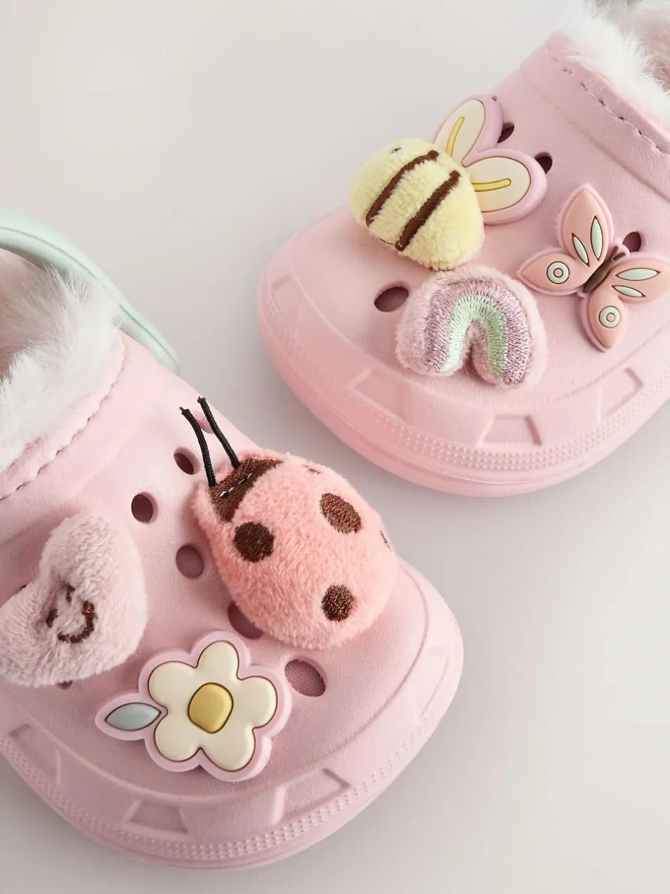 Next Faux Fur Lined Clog Slippers Multi New