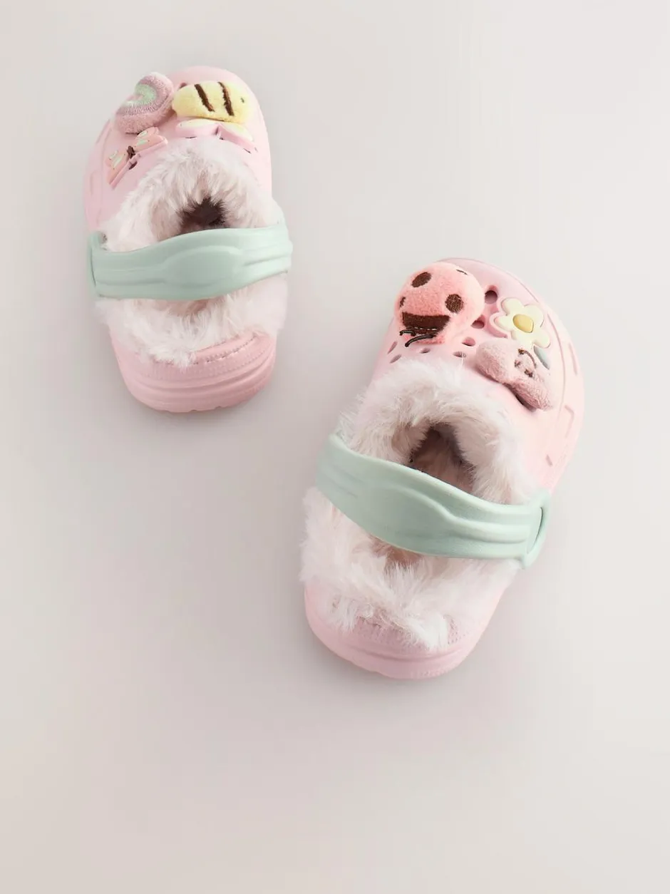 Next Faux Fur Lined Clog Slippers Multi New