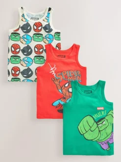 Next Multi Marvel 100% Cotton Vests 3 Pack (1.5-12yrs)