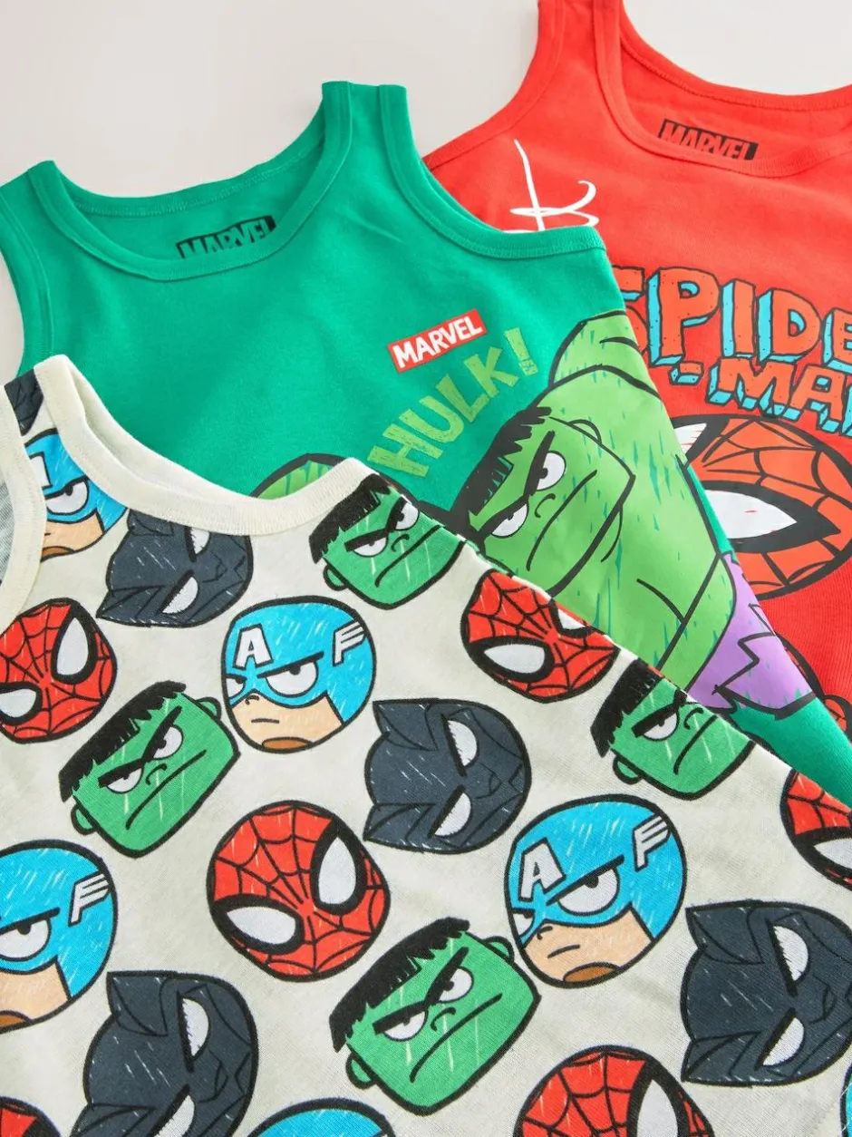 Next Multi Marvel 100% Cotton Vests 3 Pack (1.5-12yrs)