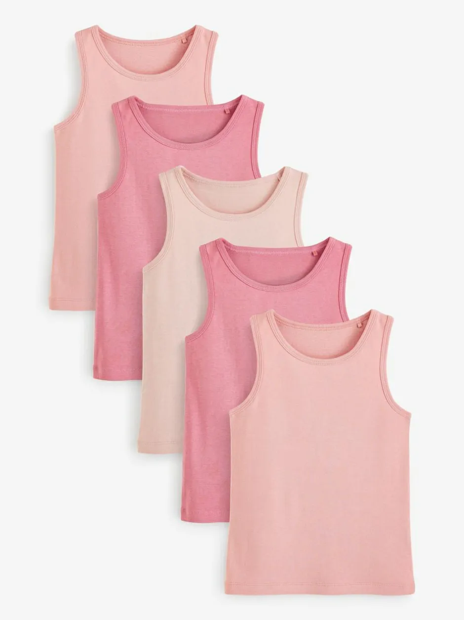 Next Multi Pastel 100% Cotton Vests 5 Pack (1.5-16yrs)