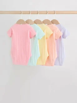 Next Multi Pastel 5 Pack Short Sleeve Baby Bodysuits Best