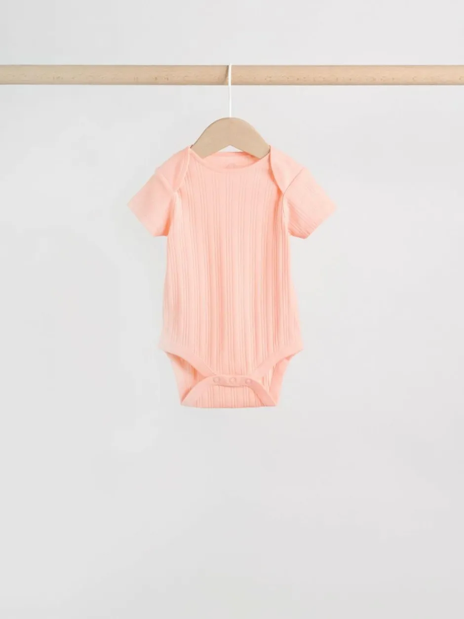 Next Multi Pastel 5 Pack Short Sleeve Baby Bodysuits Best