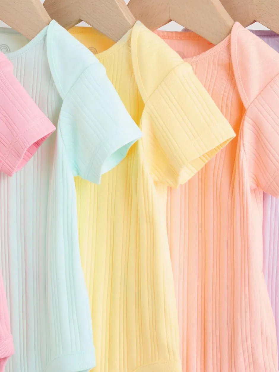 Next Multi Pastel 5 Pack Short Sleeve Baby Bodysuits Best