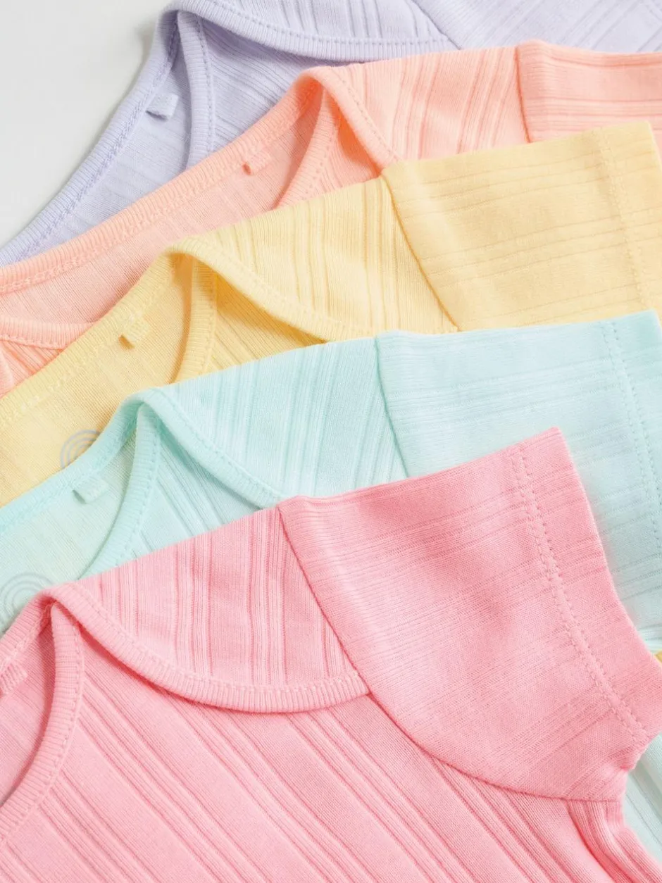 Next Multi Pastel 5 Pack Short Sleeve Baby Bodysuits Best