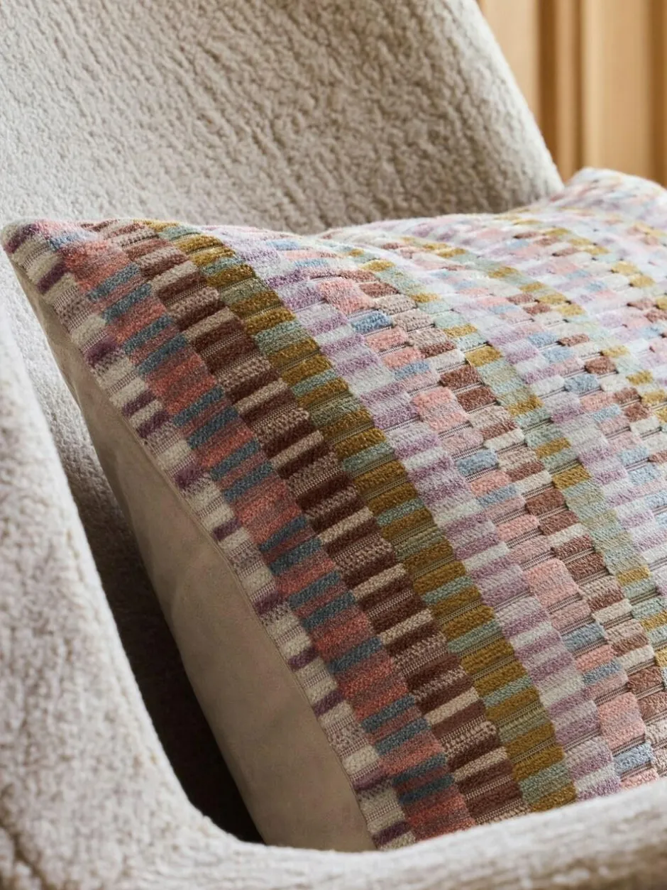 Next 40 x 59cm Cut Velvet Rio Blocks Cushion Multi Pastel Hot