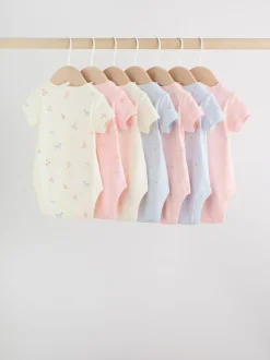 Next Multi Pastel Character 7 Pack Short Sleeve Baby Bodysuits Discount