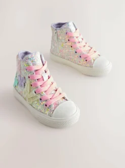 Next High Top Trainers Multi Pastel Glitter Butterfly Discount