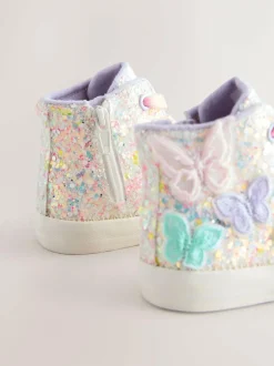 Next High Top Trainers Multi Pastel Glitter Butterfly Discount