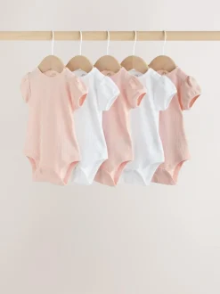 Next Multi Pastel Short Sleeve Pointelle Baby Bodysuits 5 Pack Hot