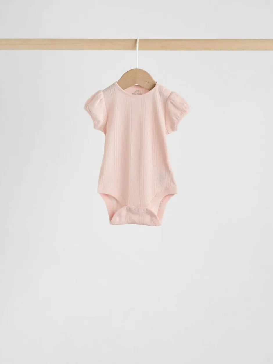 Next Multi Pastel Short Sleeve Pointelle Baby Bodysuits 5 Pack Hot