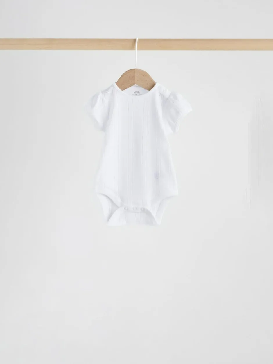 Next Multi Pastel Short Sleeve Pointelle Baby Bodysuits 5 Pack Hot