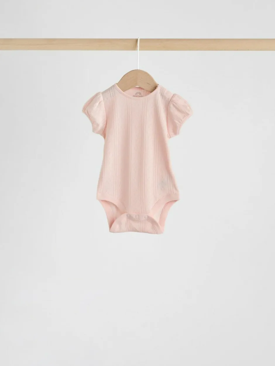 Next Multi Pastel Short Sleeve Pointelle Baby Bodysuits 5 Pack Hot