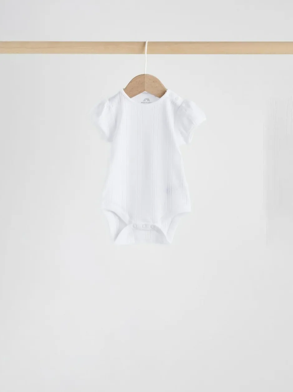 Next Multi Pastel Short Sleeve Pointelle Baby Bodysuits 5 Pack Hot