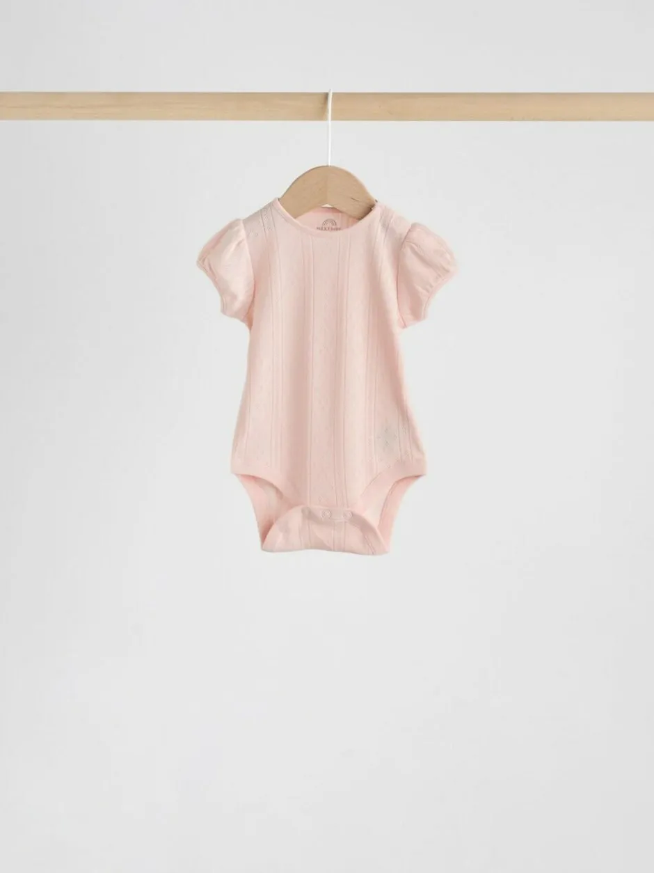 Next Multi Pastel Short Sleeve Pointelle Baby Bodysuits 5 Pack Hot