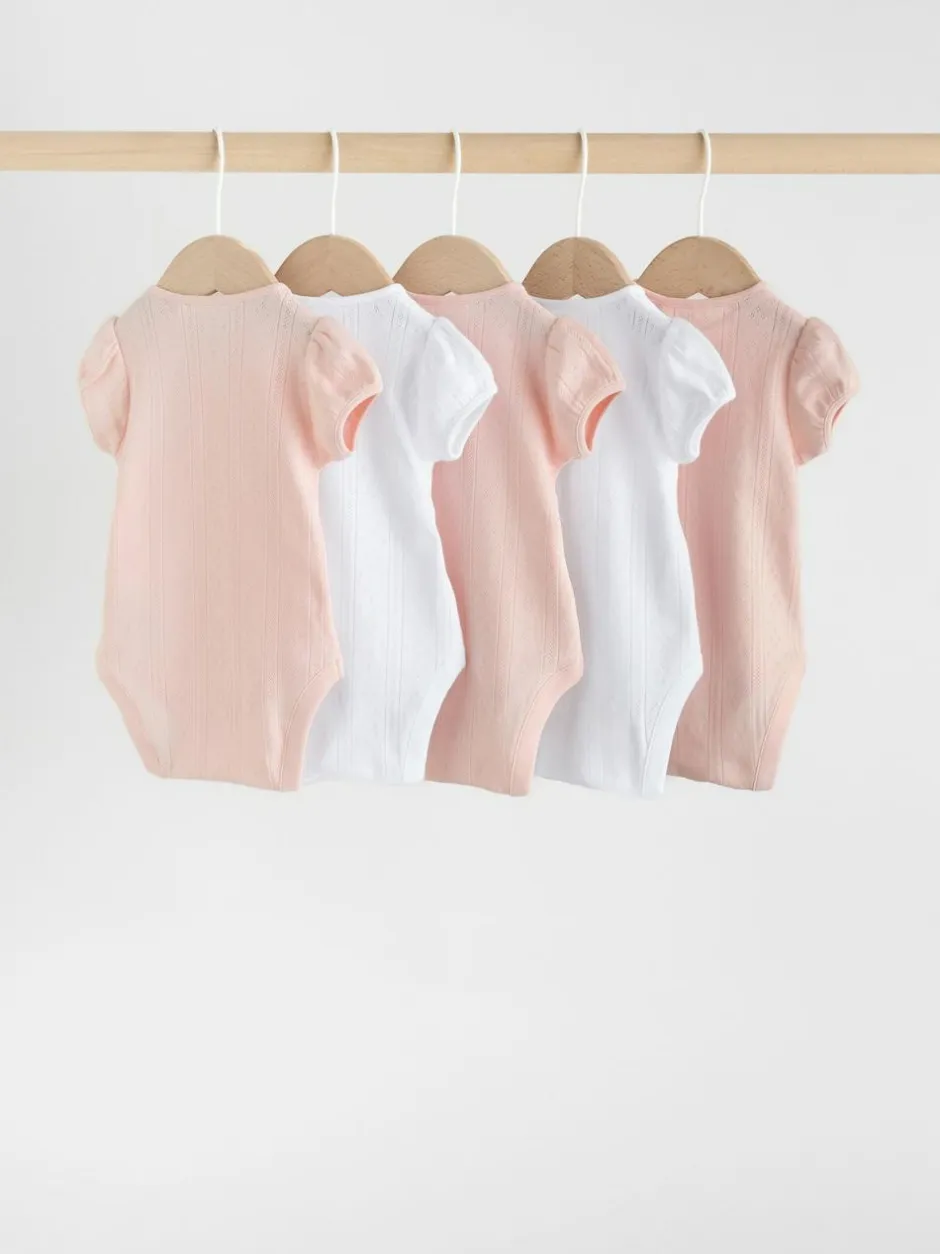 Next Multi Pastel Short Sleeve Pointelle Baby Bodysuits 5 Pack Hot