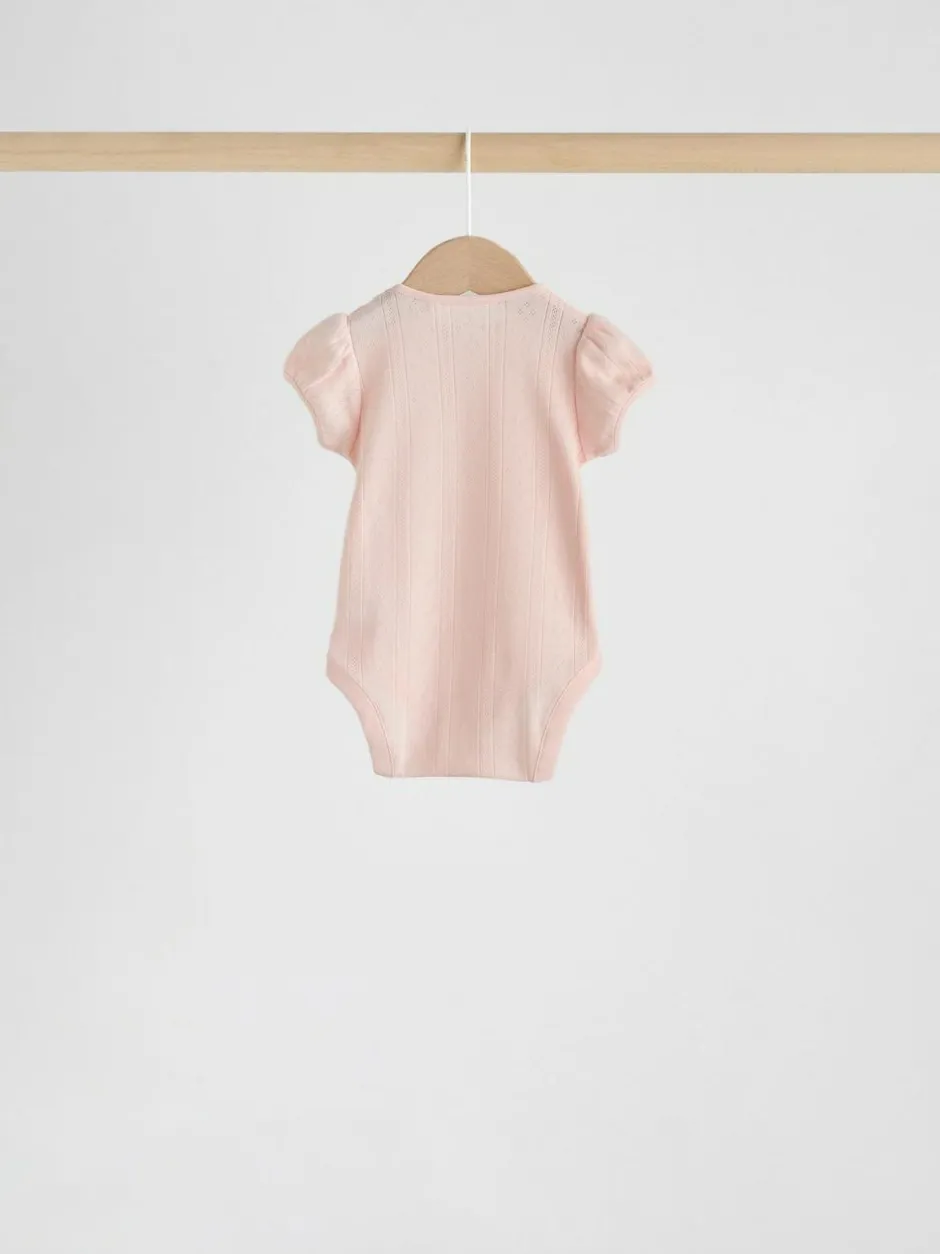 Next Multi Pastel Short Sleeve Pointelle Baby Bodysuits 5 Pack Hot