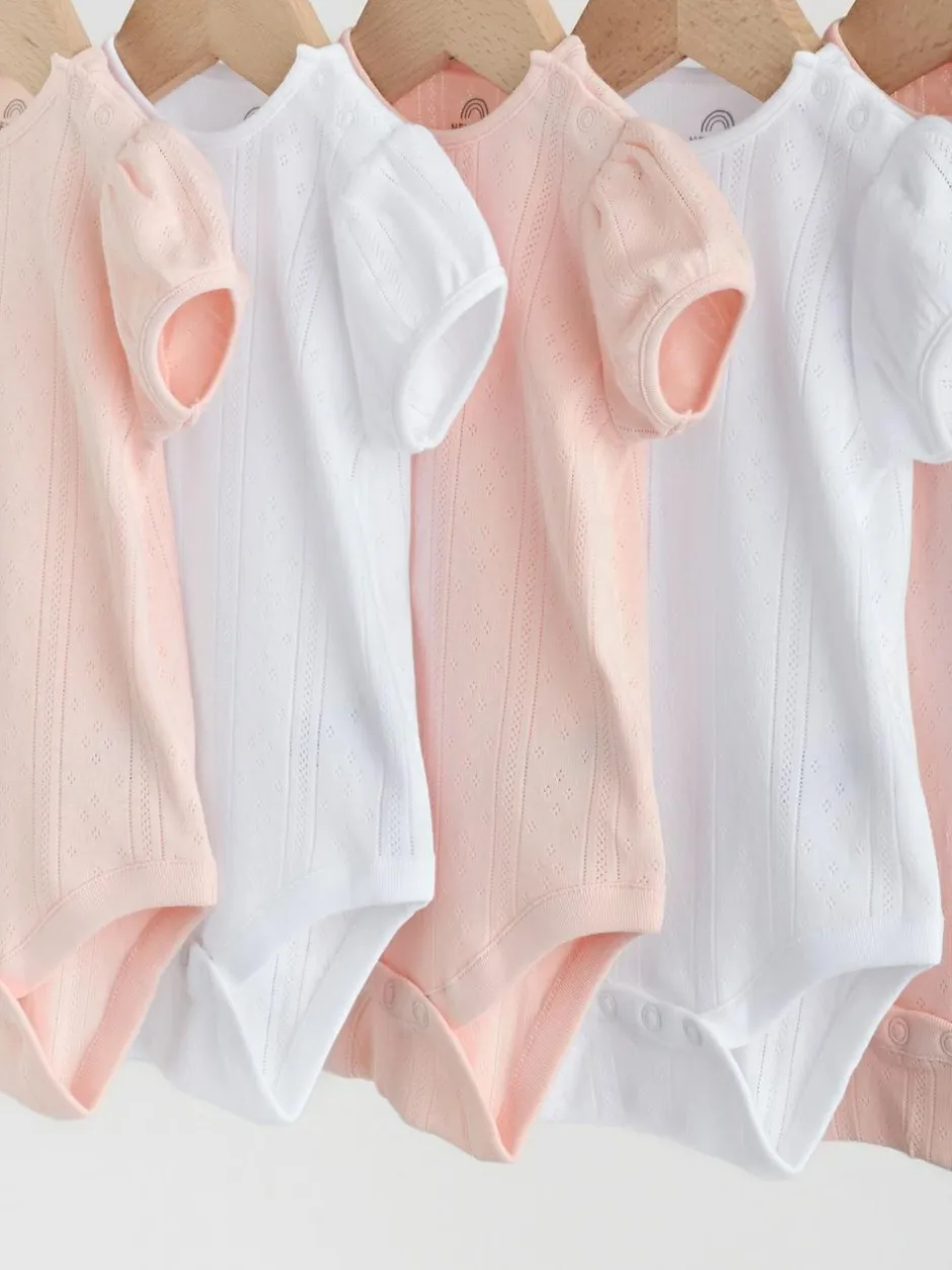 Next Multi Pastel Short Sleeve Pointelle Baby Bodysuits 5 Pack Hot