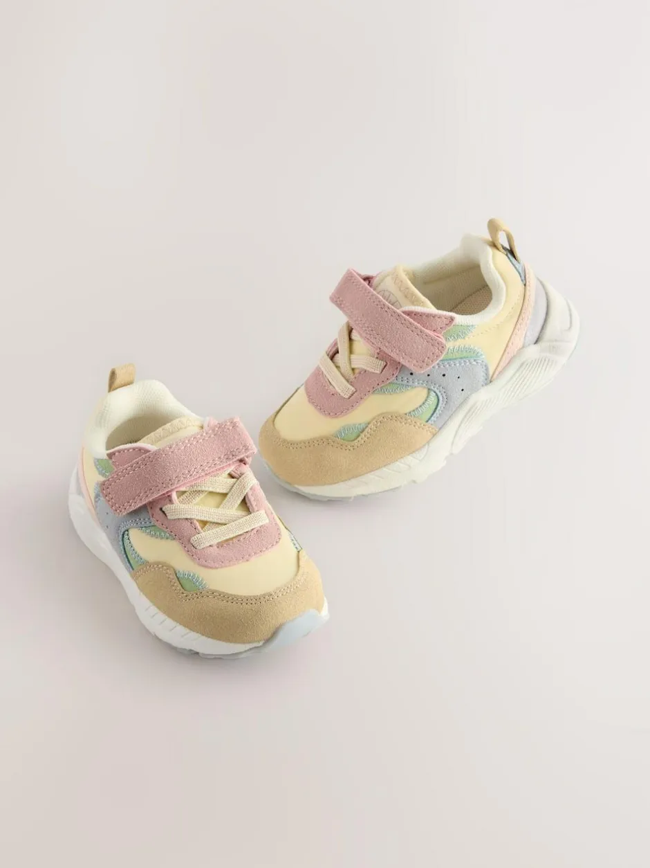 Next Standard Fit (F) Elastic Lace Touch Fasten Trainers Multi Pastel Best