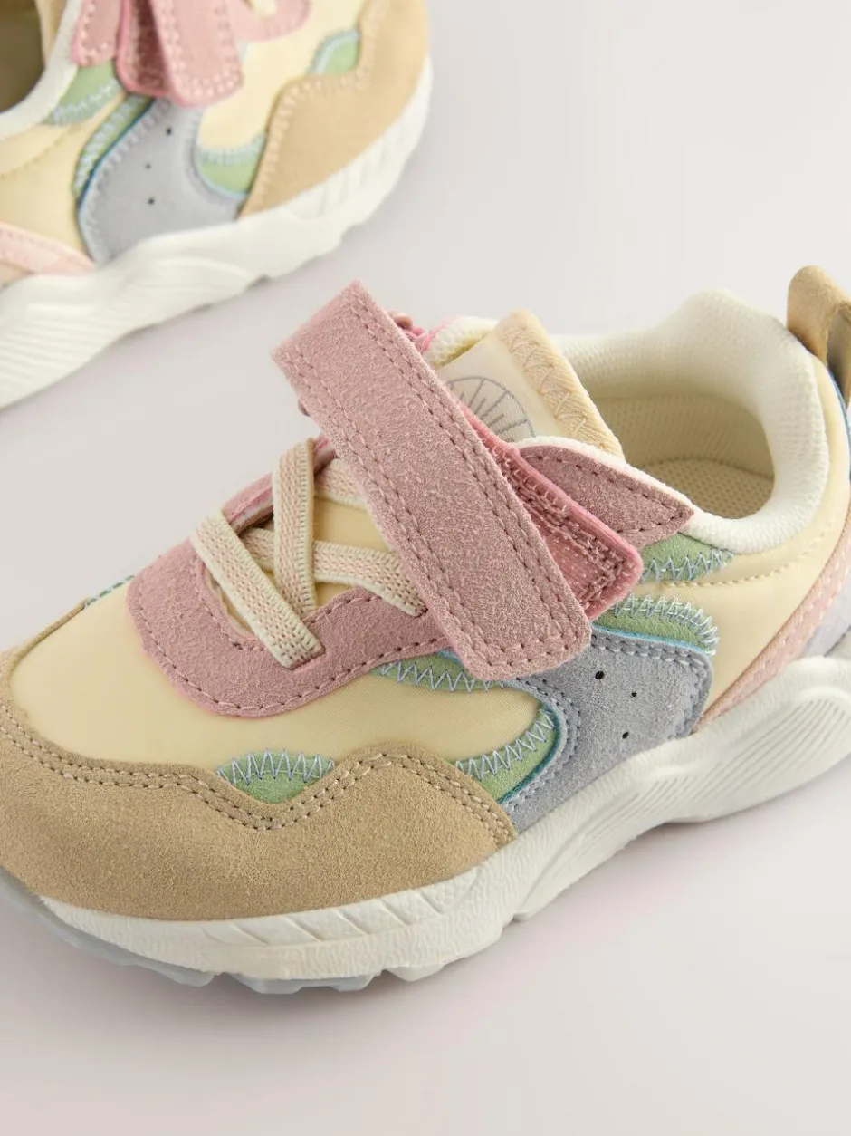Next Standard Fit (F) Elastic Lace Touch Fasten Trainers Multi Pastel Best