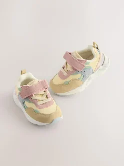 Next Wide Fit (G) Elastic Lace Touch Fasten Trainers Multi Pastel Hot