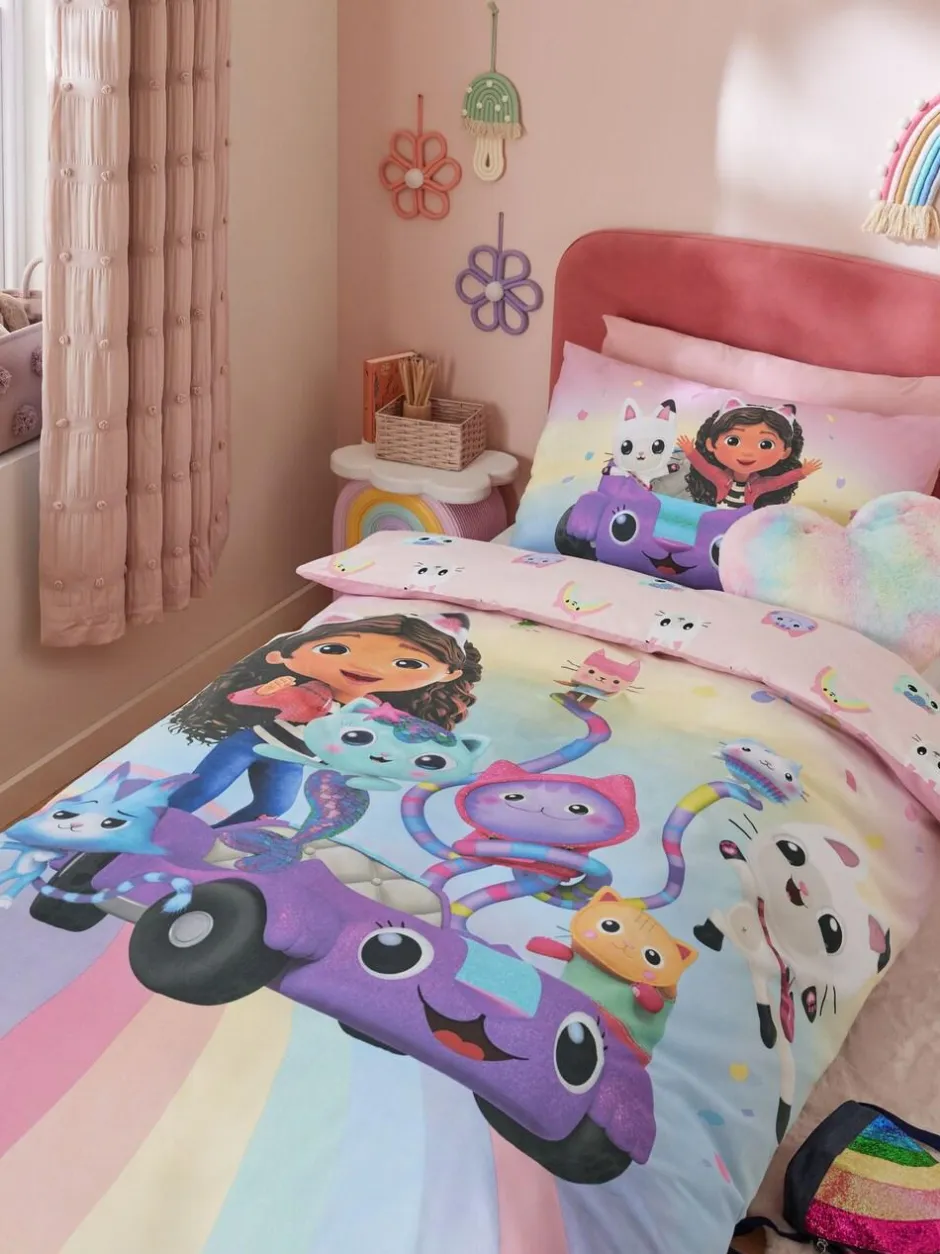 Next Multi Pink Gabby's Dollhouse Rainbow Duvet Cover and Pillowcase Set Online