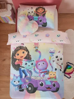 Next Multi Pink Gabby's Dollhouse Rainbow Duvet Cover and Pillowcase Set Online