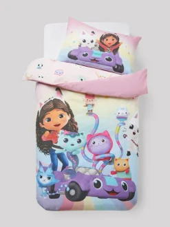 Next Multi Pink Gabby's Dollhouse Rainbow Duvet Cover and Pillowcase Set Online