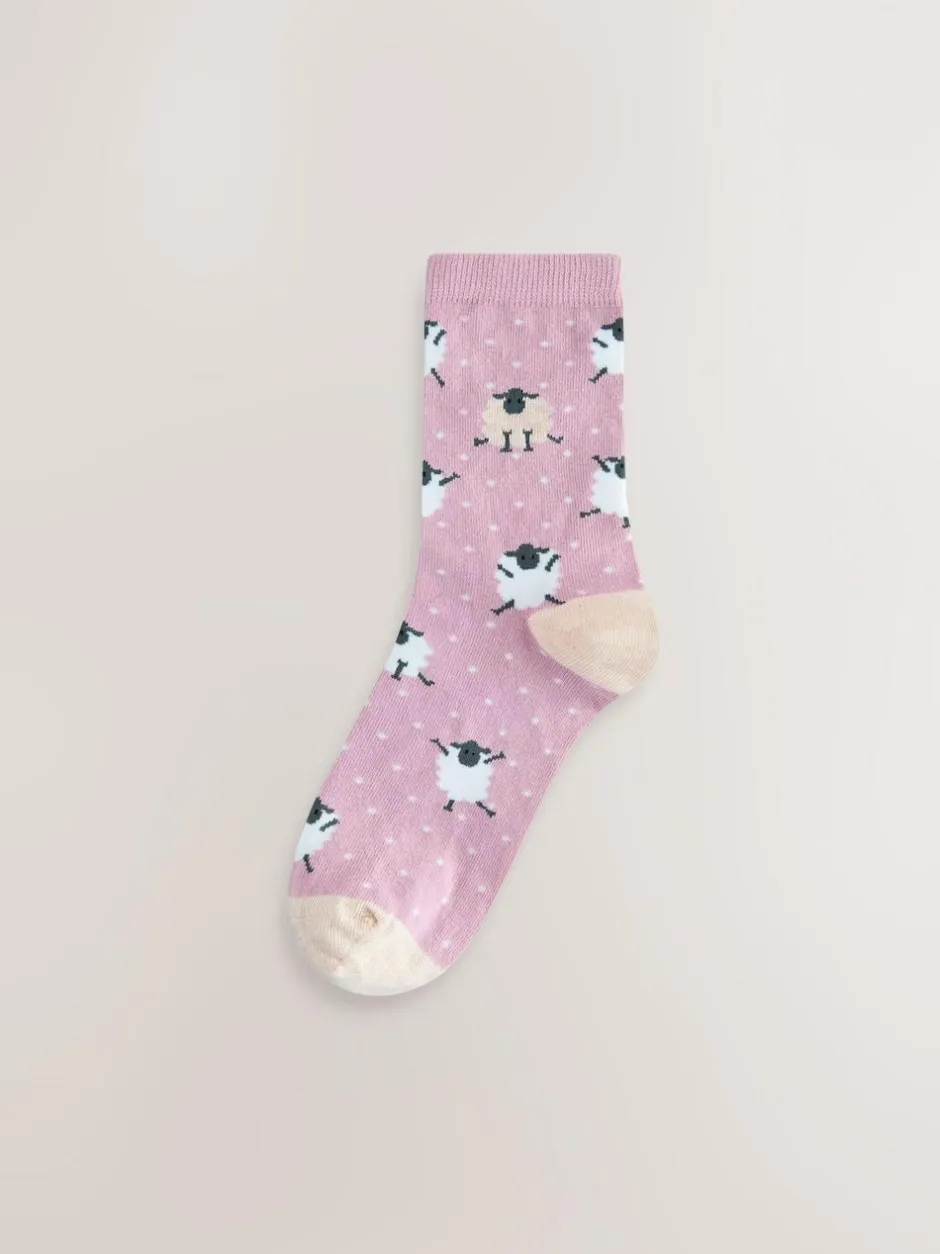 Next Ankle Socks 4 Pack Multi Sheep Print