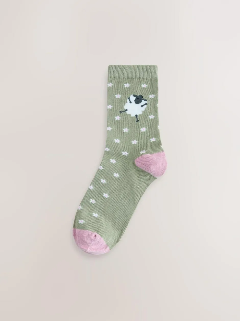 Next Ankle Socks 4 Pack Multi Sheep Print