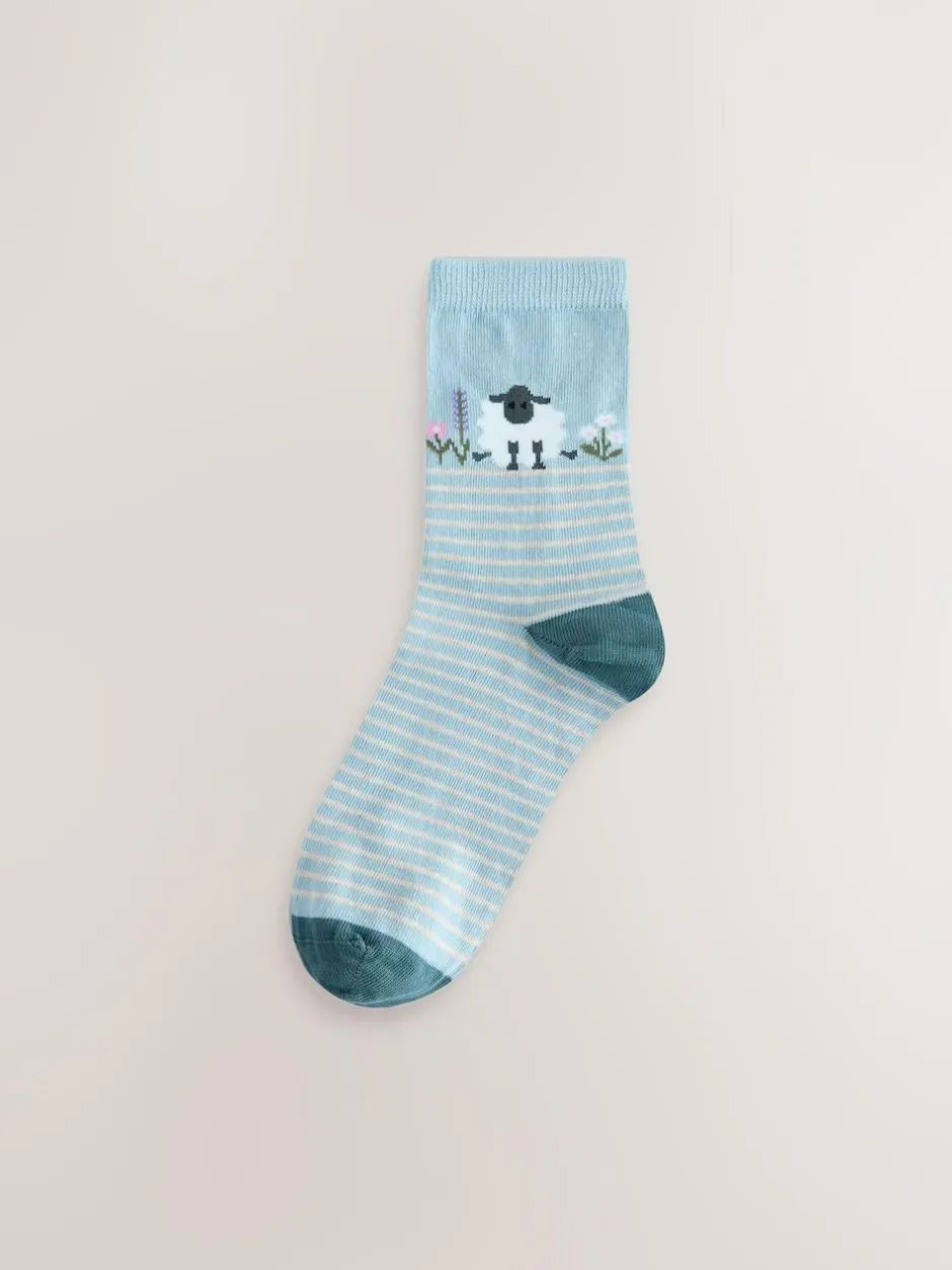 Next Ankle Socks 4 Pack Multi Sheep Print