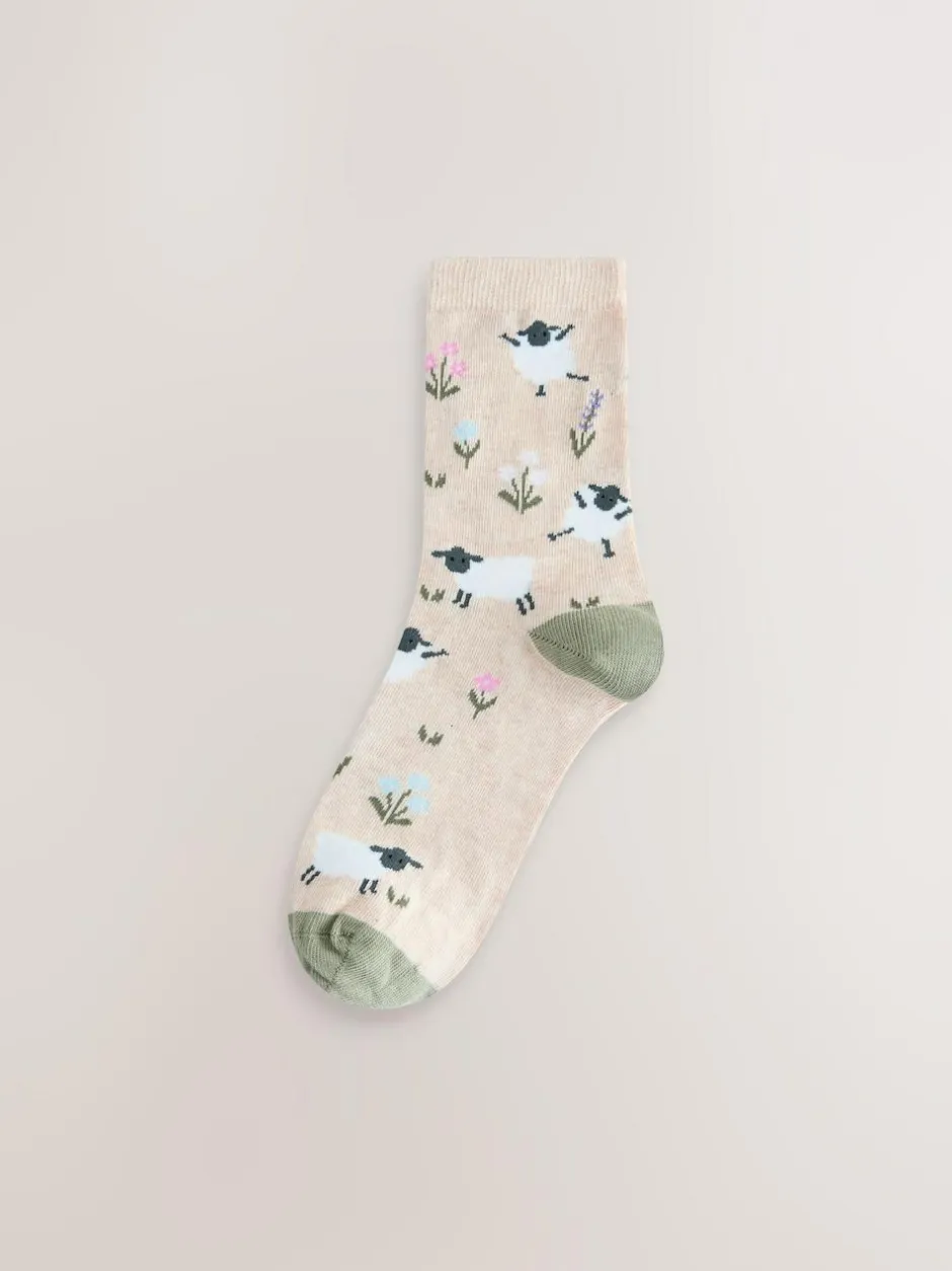 Next Ankle Socks 4 Pack Multi Sheep Print