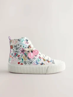 Next Multi Sketchy Print Standard Fit (F) Lace Up High Top Trainers