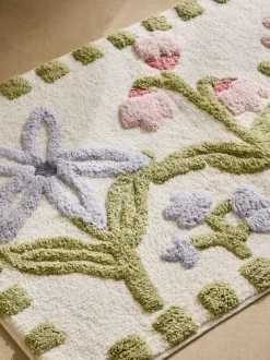Next Multi Water Colour Floral Print Bath Mat Clearance