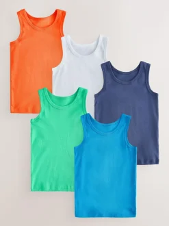 Next Multicolour Vests 5 Pack (1.5-16yrs) New