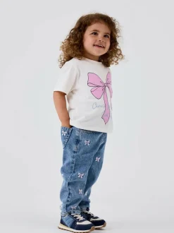 Name It Blue Bow Embroidery Mom Jeans Clearance