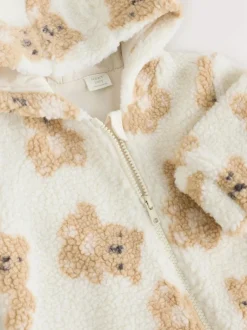 Next Natural Bear Borg All Over Printed Baby Pramsuit (0-18mths)