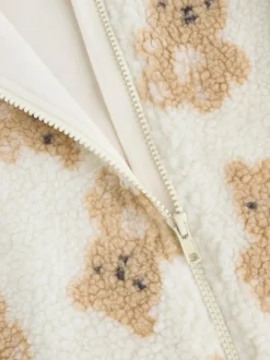 Next Natural Bear Borg All Over Printed Baby Pramsuit (0-18mths)