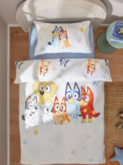 Next Natural Bluey and Friends 100% Cotton Duvet Cover and Pillowcase Set Hot